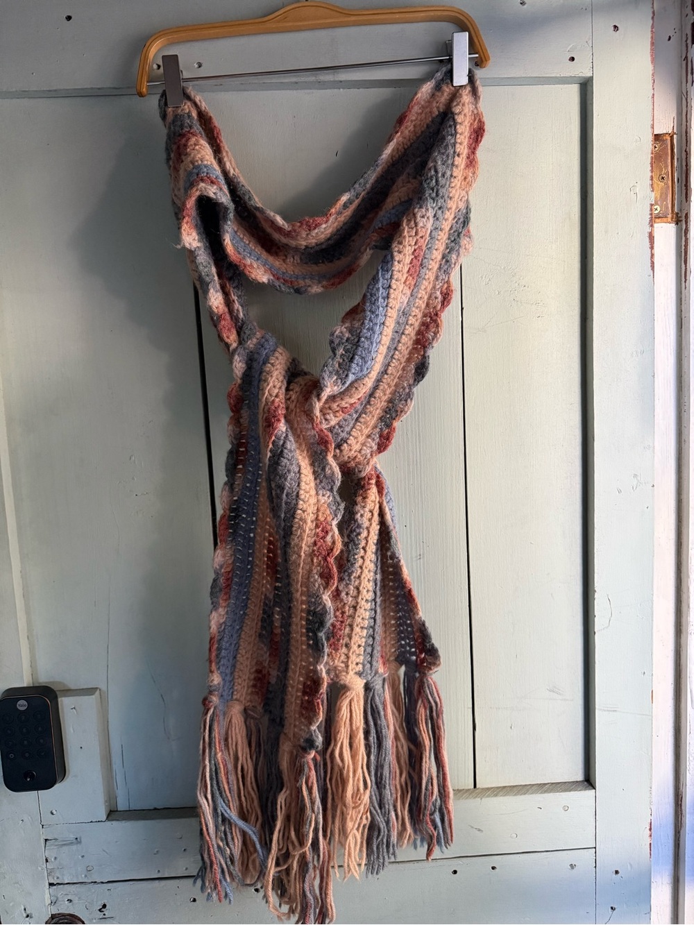 Striped Fringe Crochet Scarf